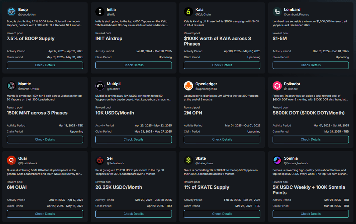 The Kaito Rewards Station dashboard