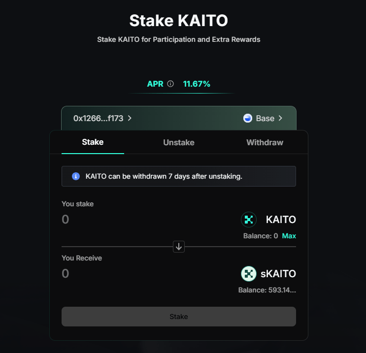 Official Kaito Staking dashboard UI