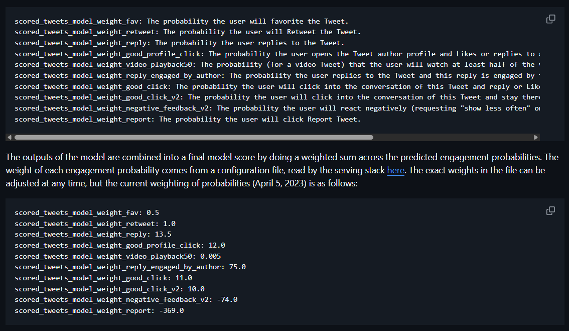 X Algorithm Engagement Metrics from GitHub